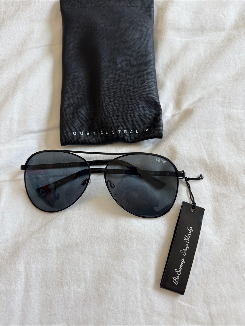 Quay Australia Black Aviator Sunglasses with Dark Lenses